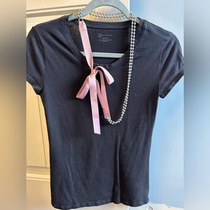 America Eagle multi-way-to-wear double strand silver necklace with mauve bow